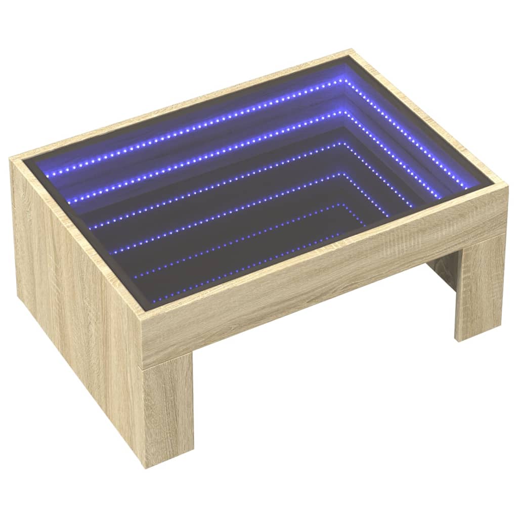 Mesa de centro luzes LED infinity 70x50x30 cm carvalho sonoma