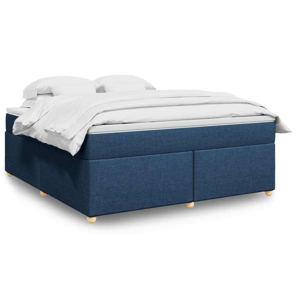 Cama com molas/colchão 180x200 cm tecido azul