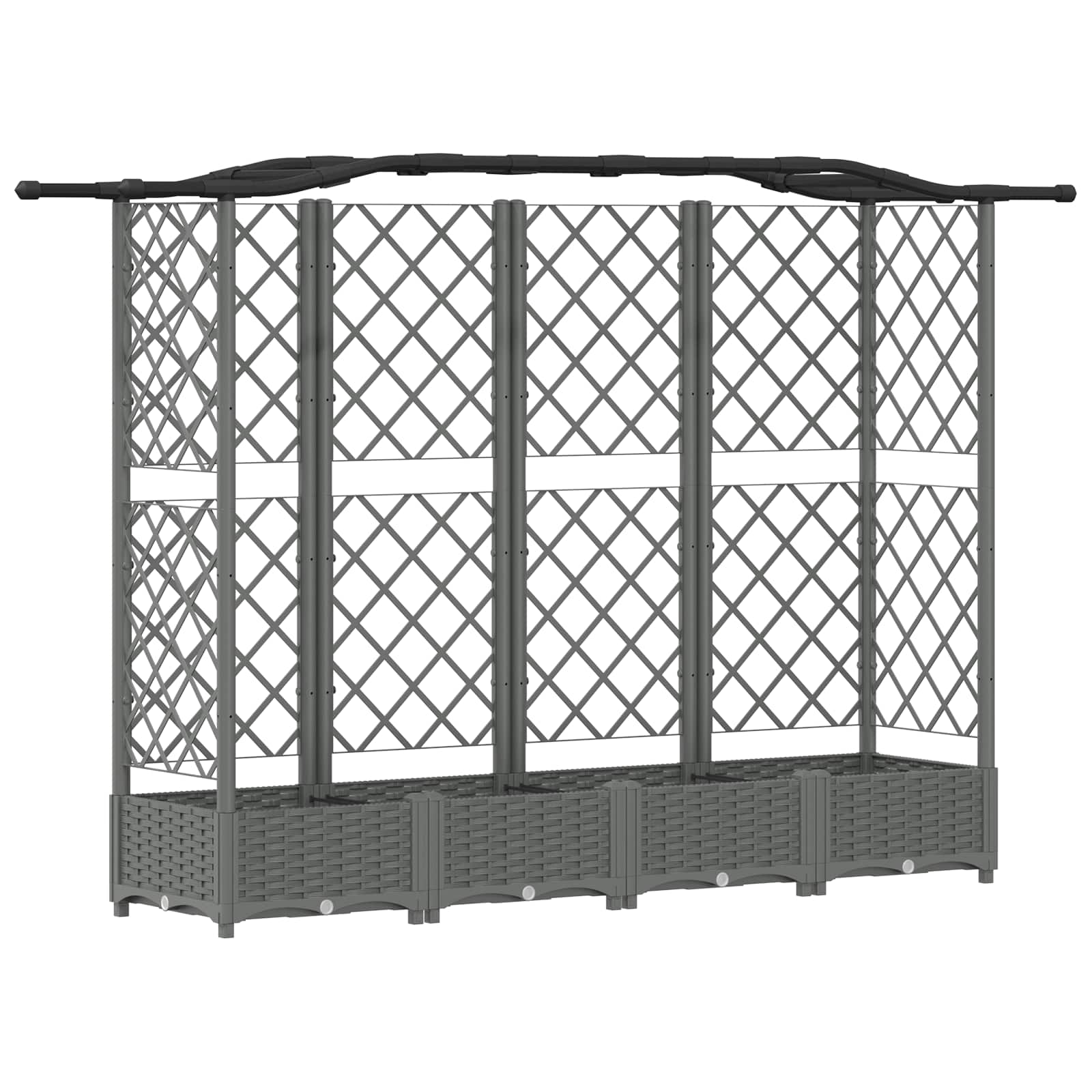Cama elevada com treliça e telhado cinzento-claro PP