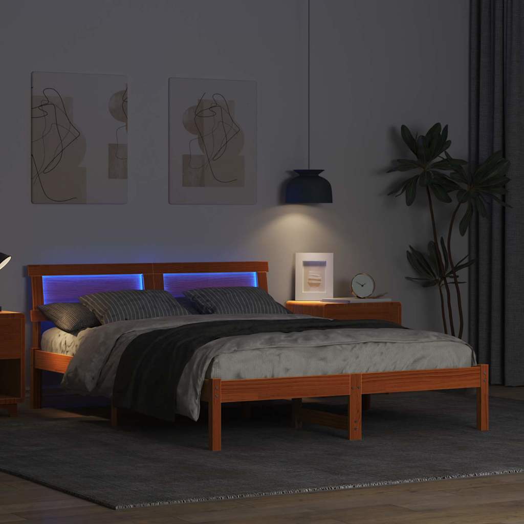 Estrutura da cama com cabeceira marrom cera 140 x 190 cm