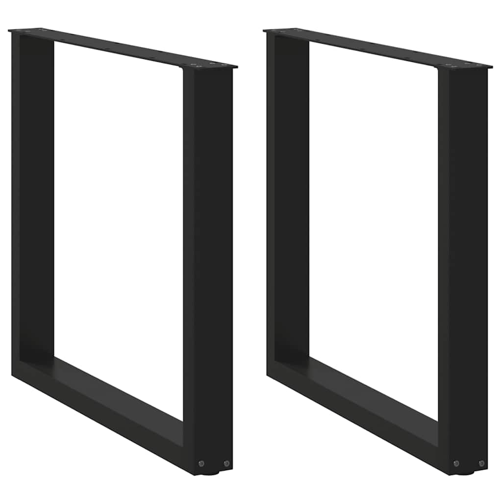 Pés de mesa de jantar em forma de u, 2 peças, preto, 80x (72-73) cm, aço