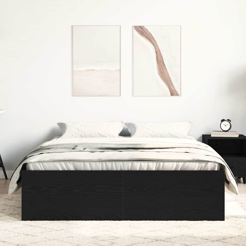 Estrutura de cama sem colchão, carvalho preto, 140x190 cm, madeira engenheirada