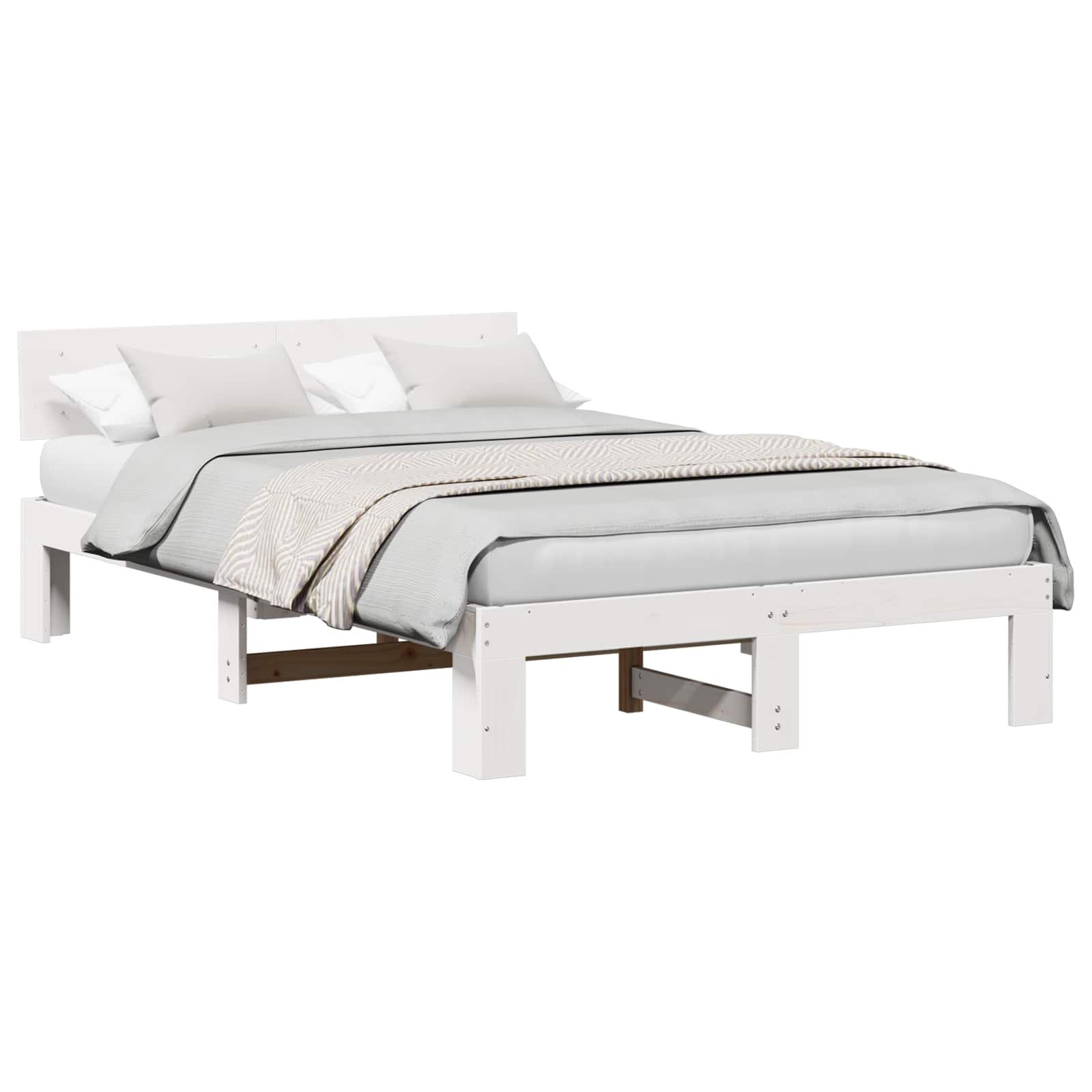 Estrutura da cama com cabeceira branco 140 x 190 cm