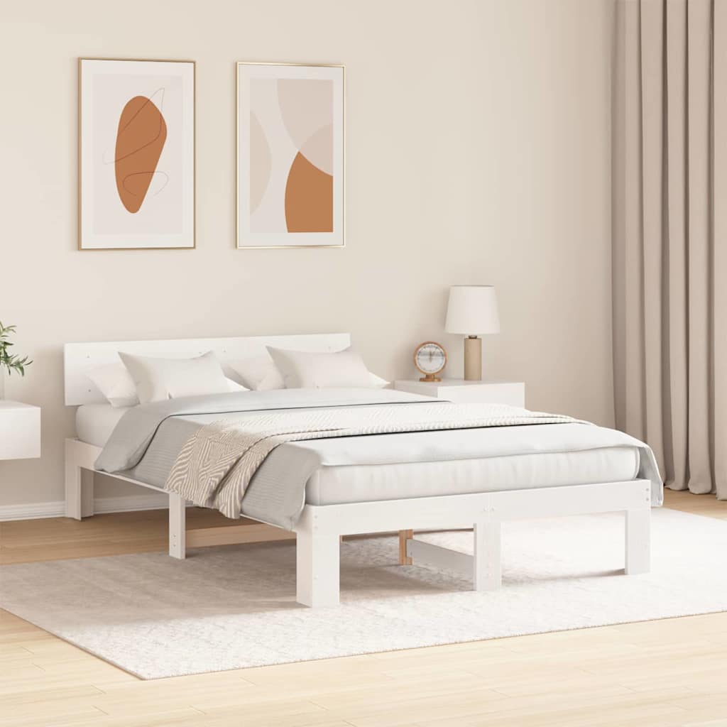 Estrutura da cama com cabeceira branco 140 x 190 cm