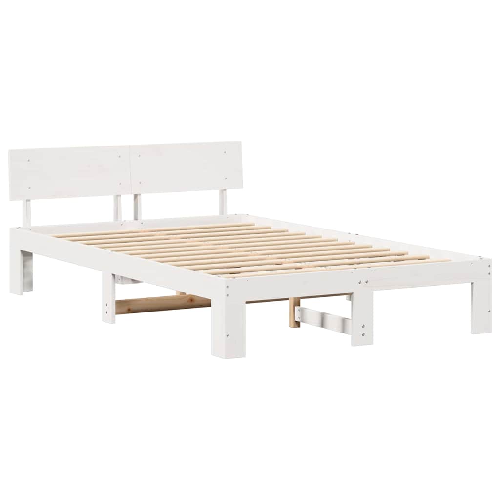 Estrutura da cama com cabeceira branco 140 x 190 cm