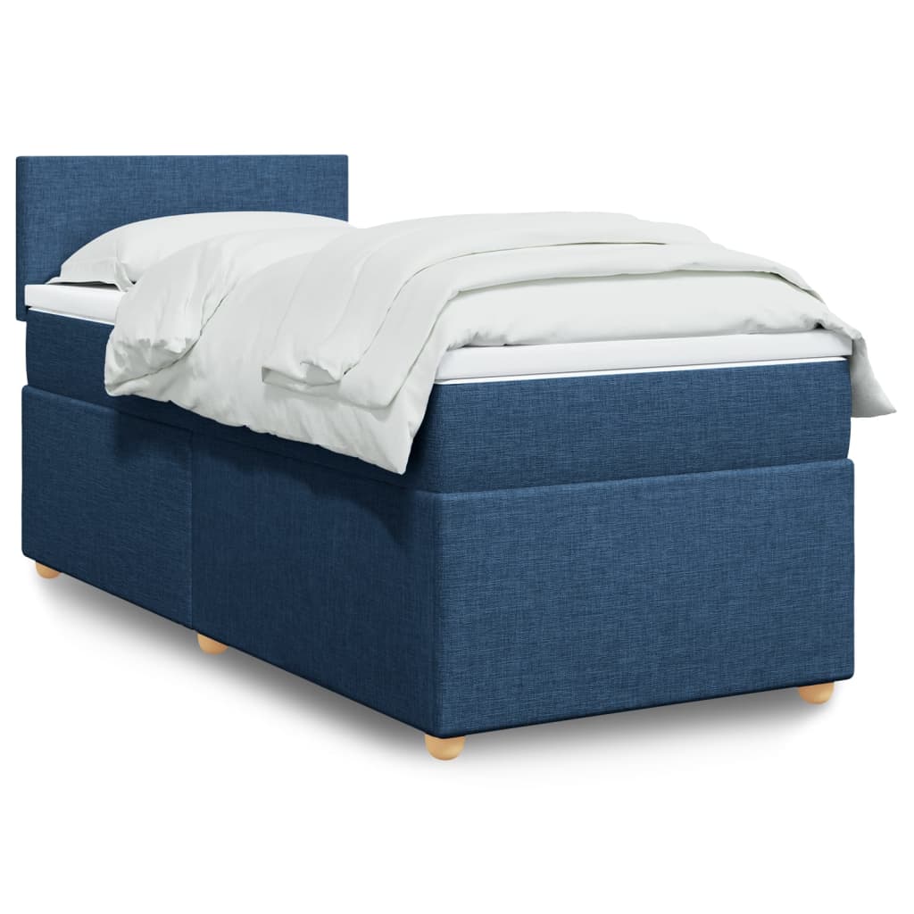 Cama com molas/colchão 80x200 cm tecido azul