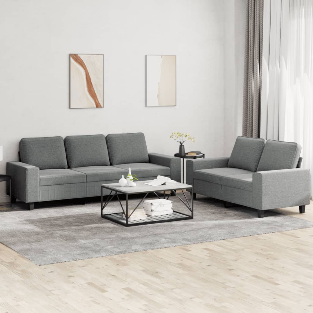 2 Pcs conjunto de sofás tecido cinzento-escuro