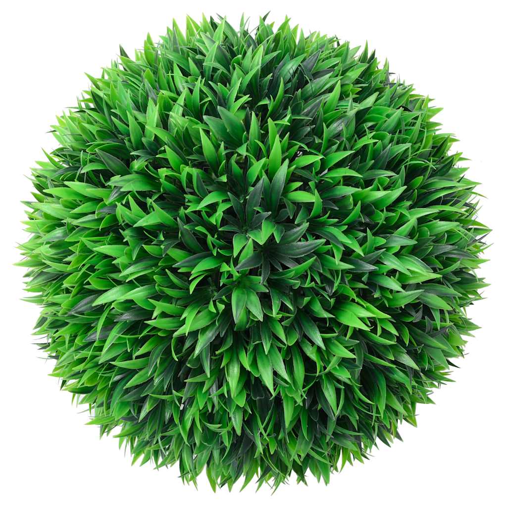 Bolas artificiais de buxo com luzes LED 2 pcs verde 38 cm