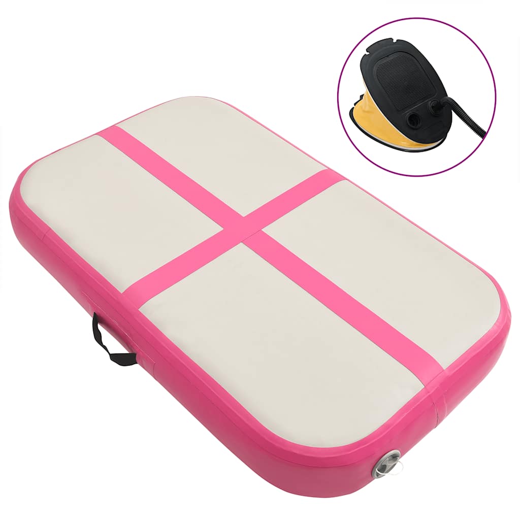 Colchão de ginástica insuflável c/ bomba 60x100x20 cm PVC rosa