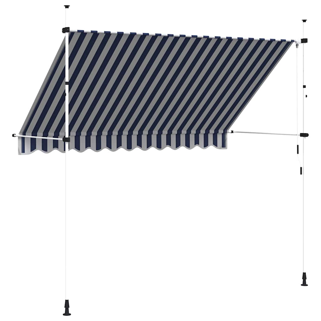 Toldo retrátil manual 300 cm riscas azuis e brancas