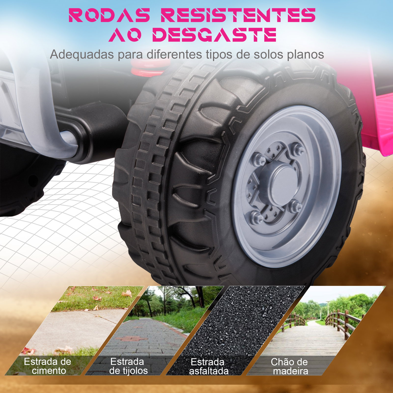 Quadriciclo elétrico honda para crianças de 18-36 meses quadriciclo elétrico infantil a bateria 6v com faróis LED buzina velocidade de 2,8km/h e avance 65,5x35,5x43,5cm rosa