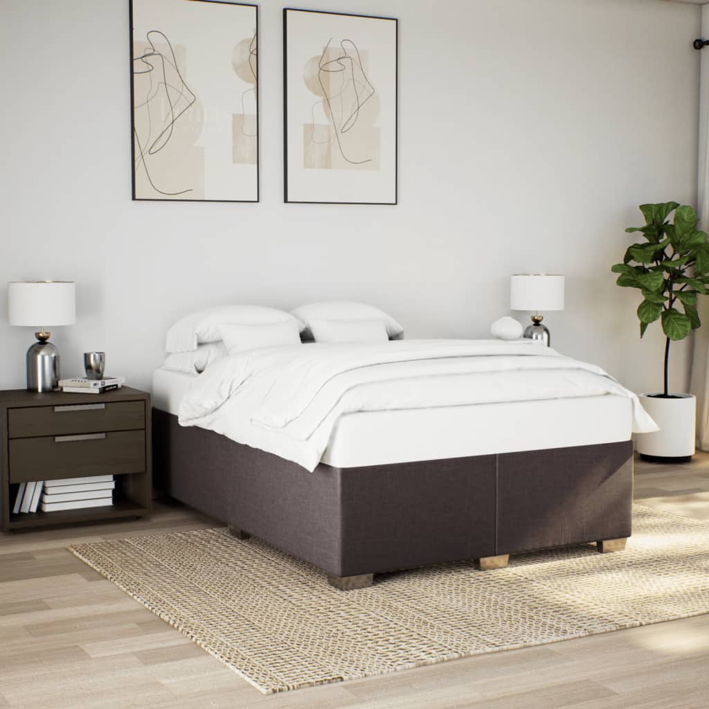 Cama com molas/colchão 140x200 cm tecido castanho-escuro