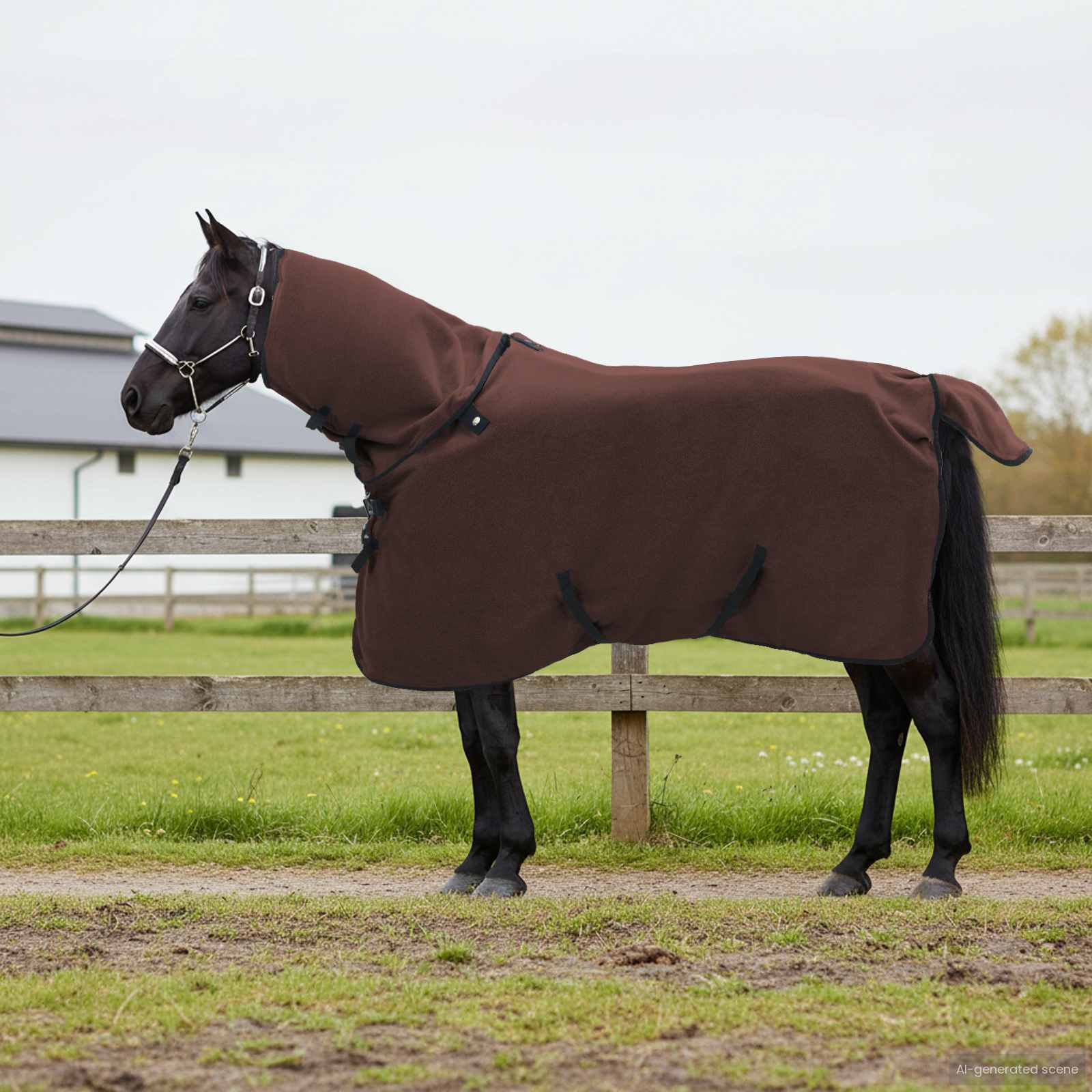Cobertor de cavalo marrom escuro completo 105 cm poliéster