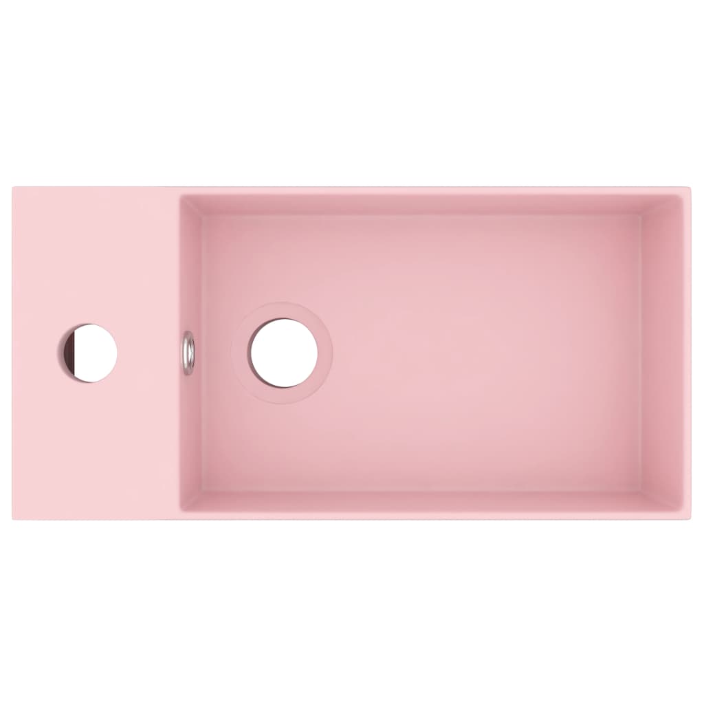 Lavatório wc c/ extravasamento cerâmica rosa mate