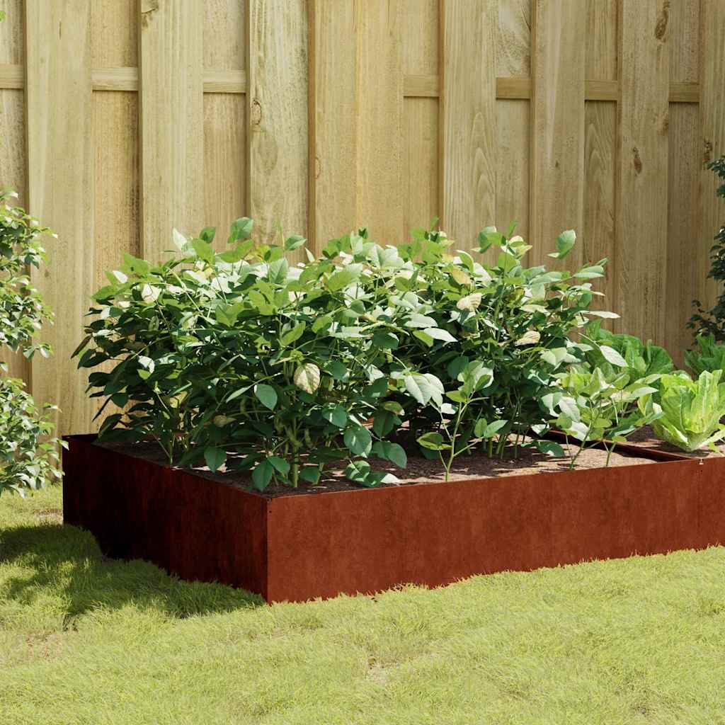 Canteiro elevado de jardim 100x100x41 cm aço corten