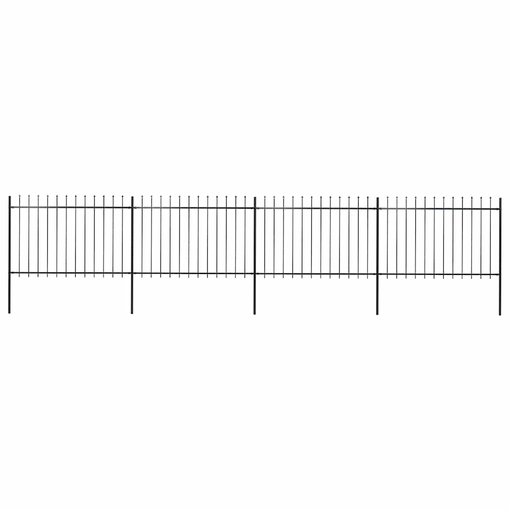 Cerca de jardim com topo em forma de lança em aço 671x120 cm, preta