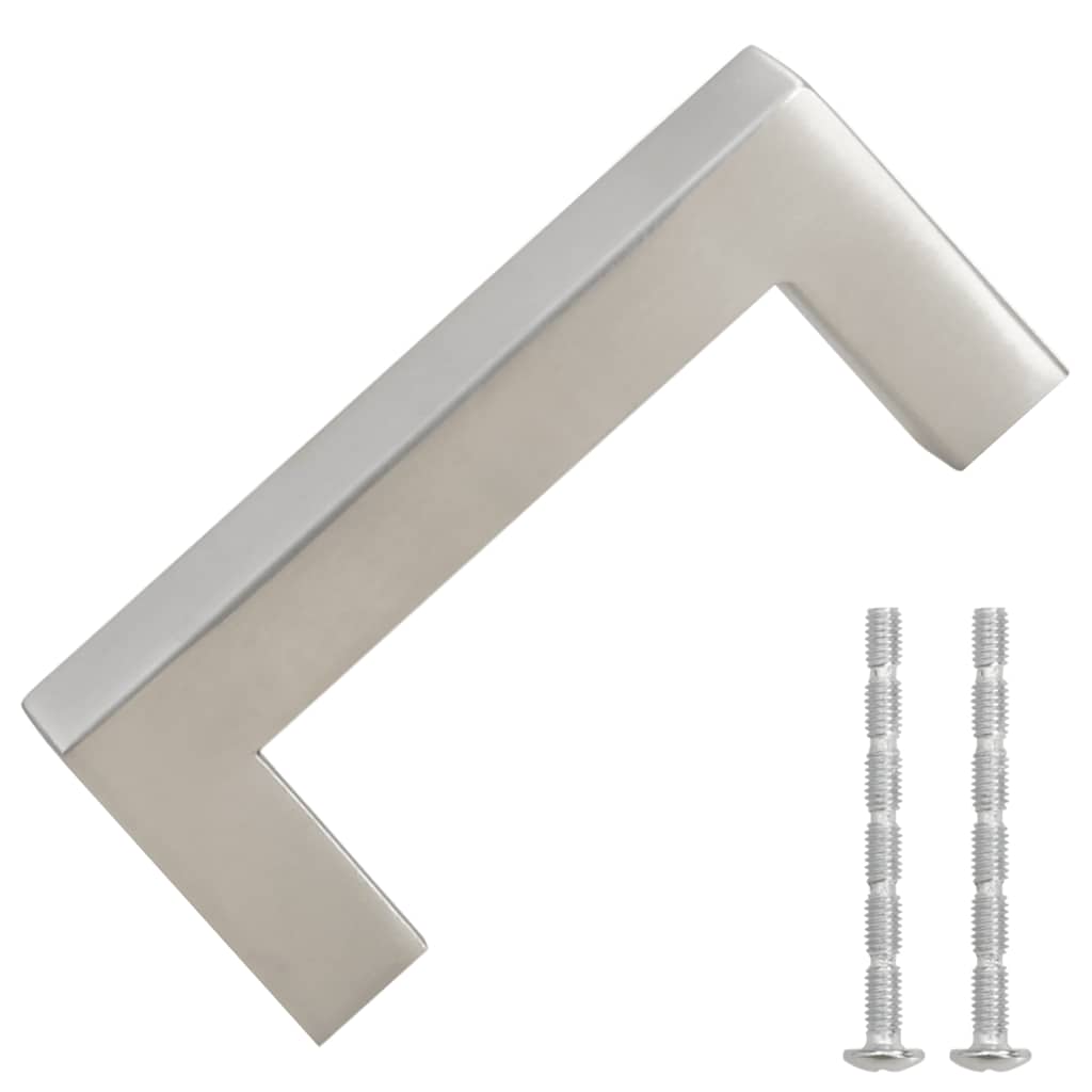 Puxadores para móveis 10 pcs 64 mm aço inoxidável prateado