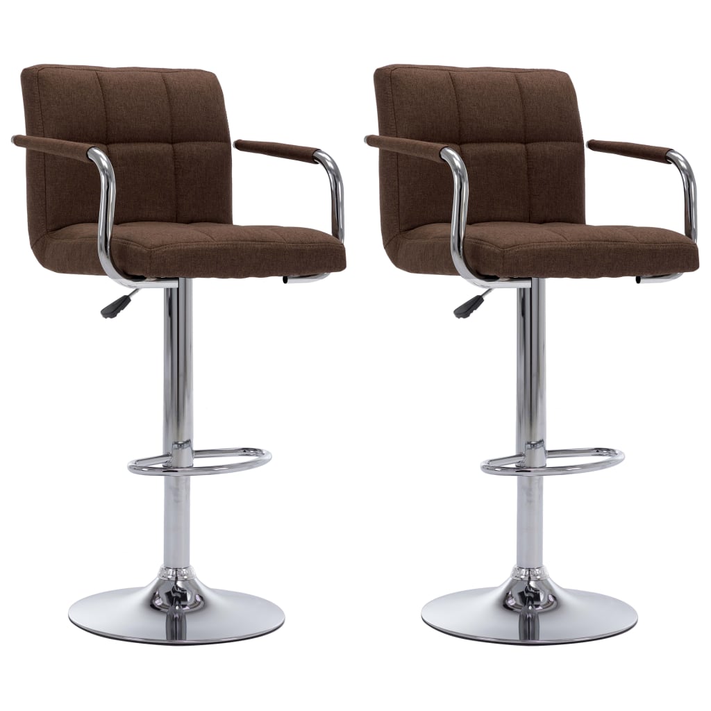 Bancos de bar 2 pcs tecido castanho