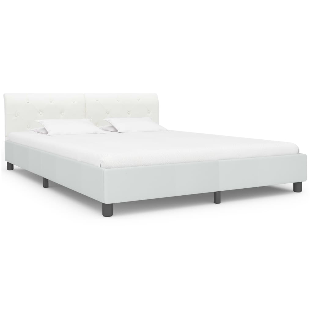 Estrutura de cama 160x200 cm couro artificial branco