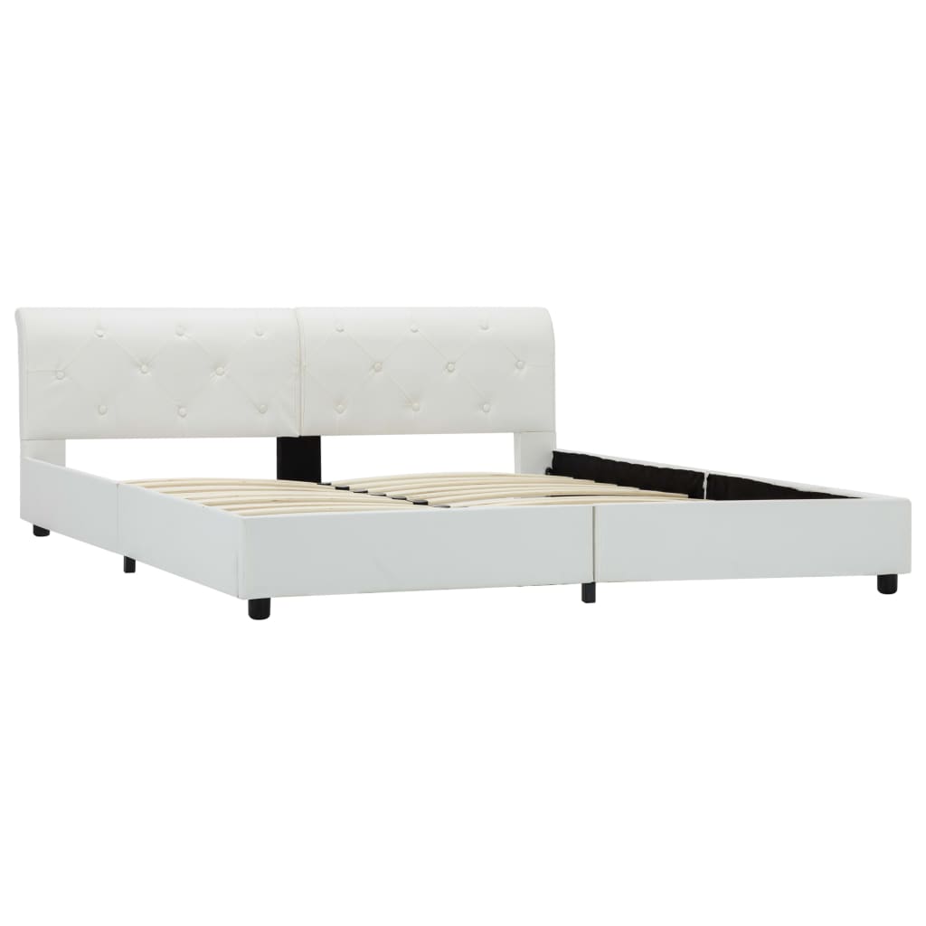 Estrutura de cama 160x200 cm couro artificial branco