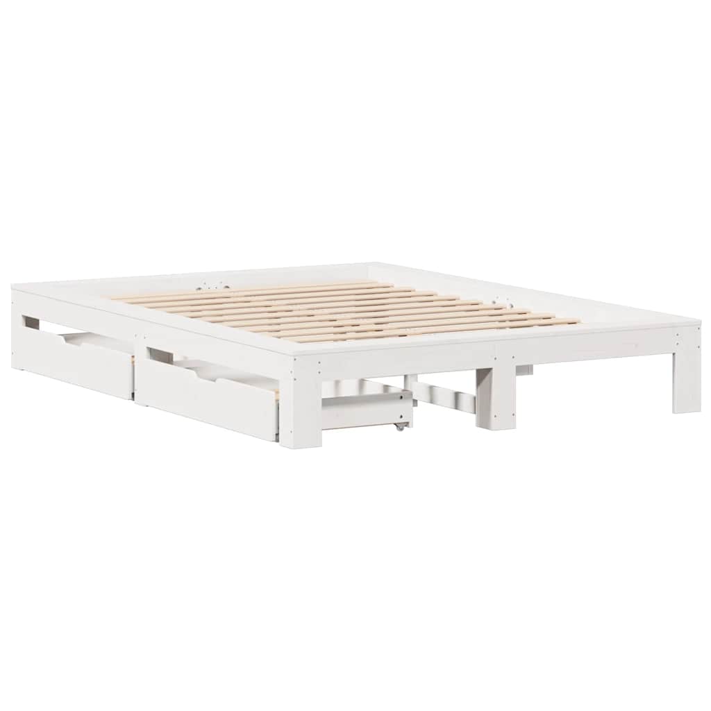 Cama sem colchão 140x190 cm madeira de pinho maciça branco