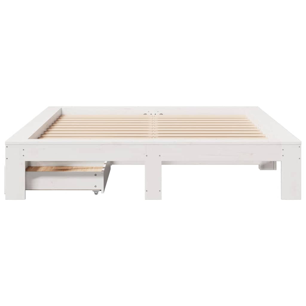Cama sem colchão 140x190 cm madeira de pinho maciça branco