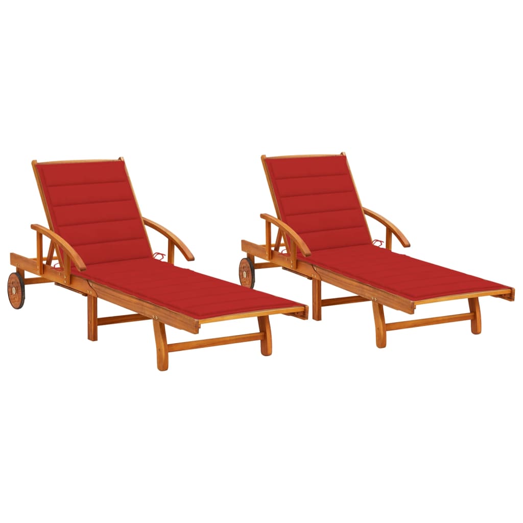 Espreguiçadeiras com almofadões 2 pcs madeira de acácia maciça
