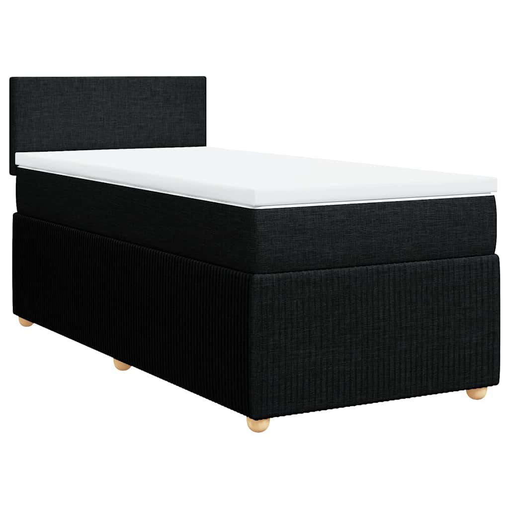 Cama com molas/colchão 90x190 cm tecido preto