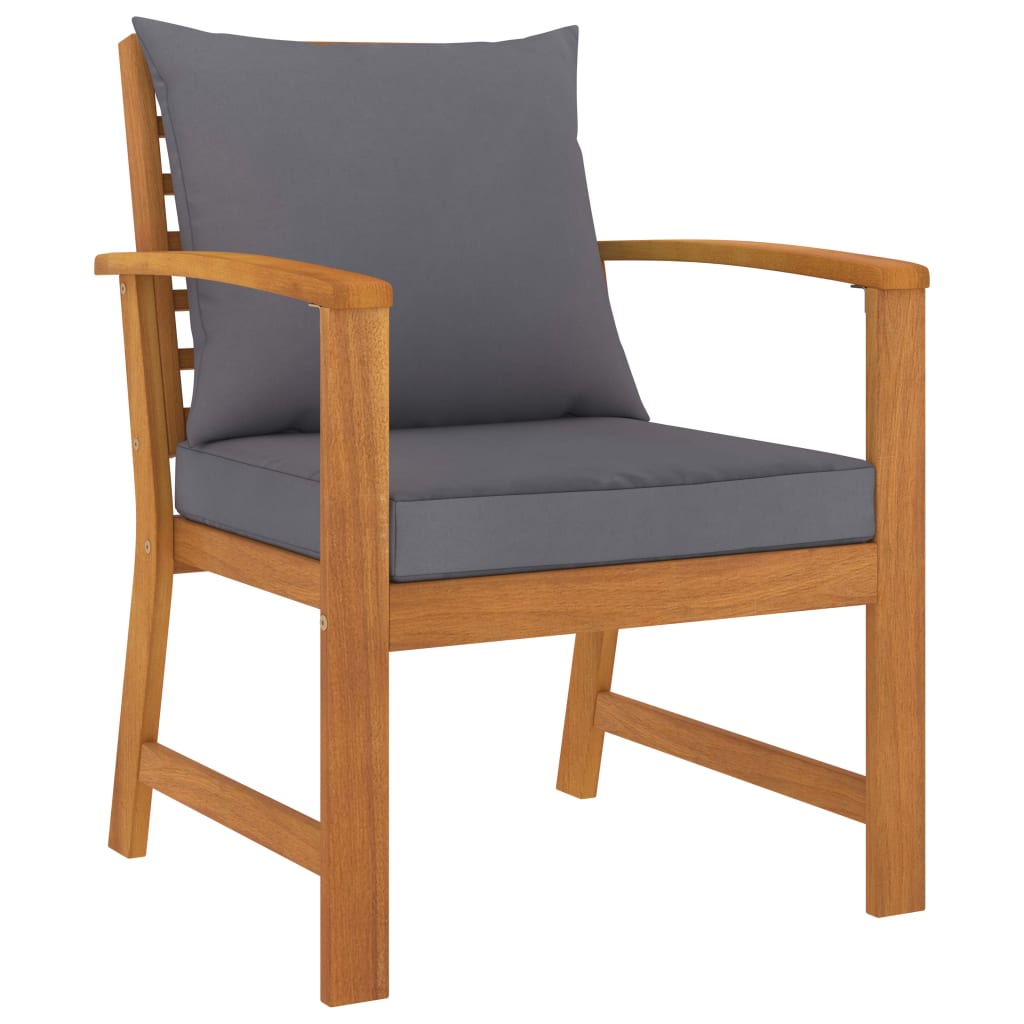 5 Pcs conjunto lounge de jardim c/ almofadões acácia maciça
