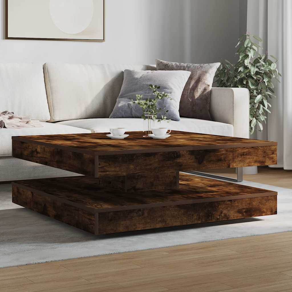 Mesa de centro rotativa a 360graus 90x90x34,5cm carvalho fumado