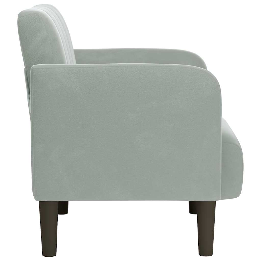 Poltrona com apoio de braços 54 cm veludo cinzento-claro