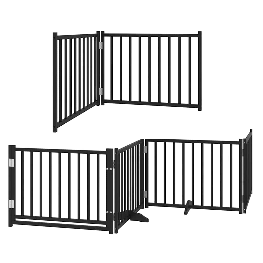 Portão p/ cães com porta dobrável 10 painéis 800 cm álamo preto