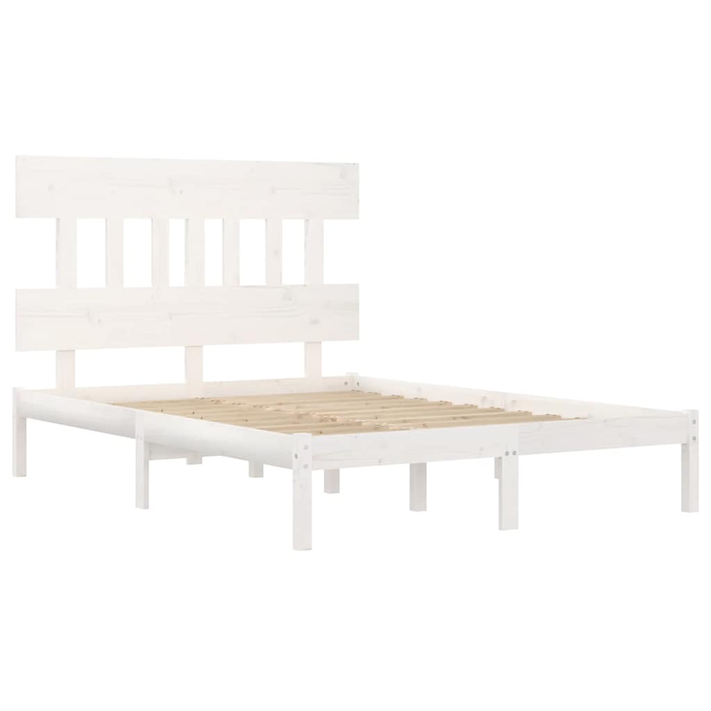 Estrutura de cama 200x200 cm madeira maciça branco