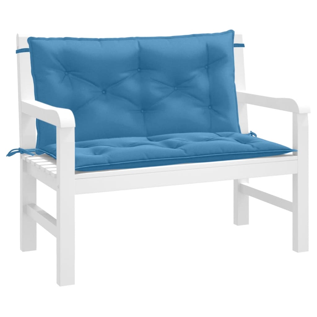 Almofadões banco jardim 2pcs 100x50x7cm mesclado tecido azul