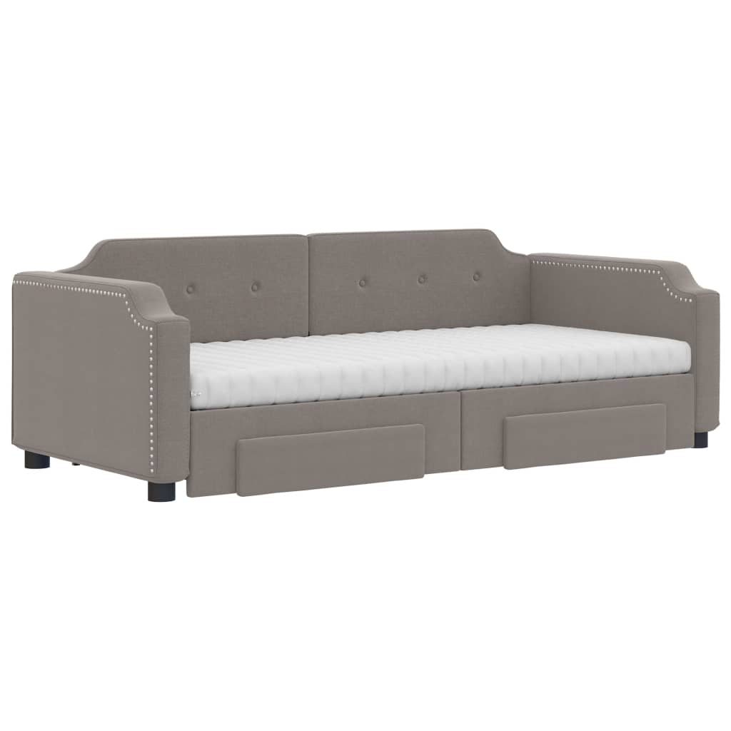 Sofá-cama c/ gavetão/gavetas 90x200 cm tecido cinza-acastanhado