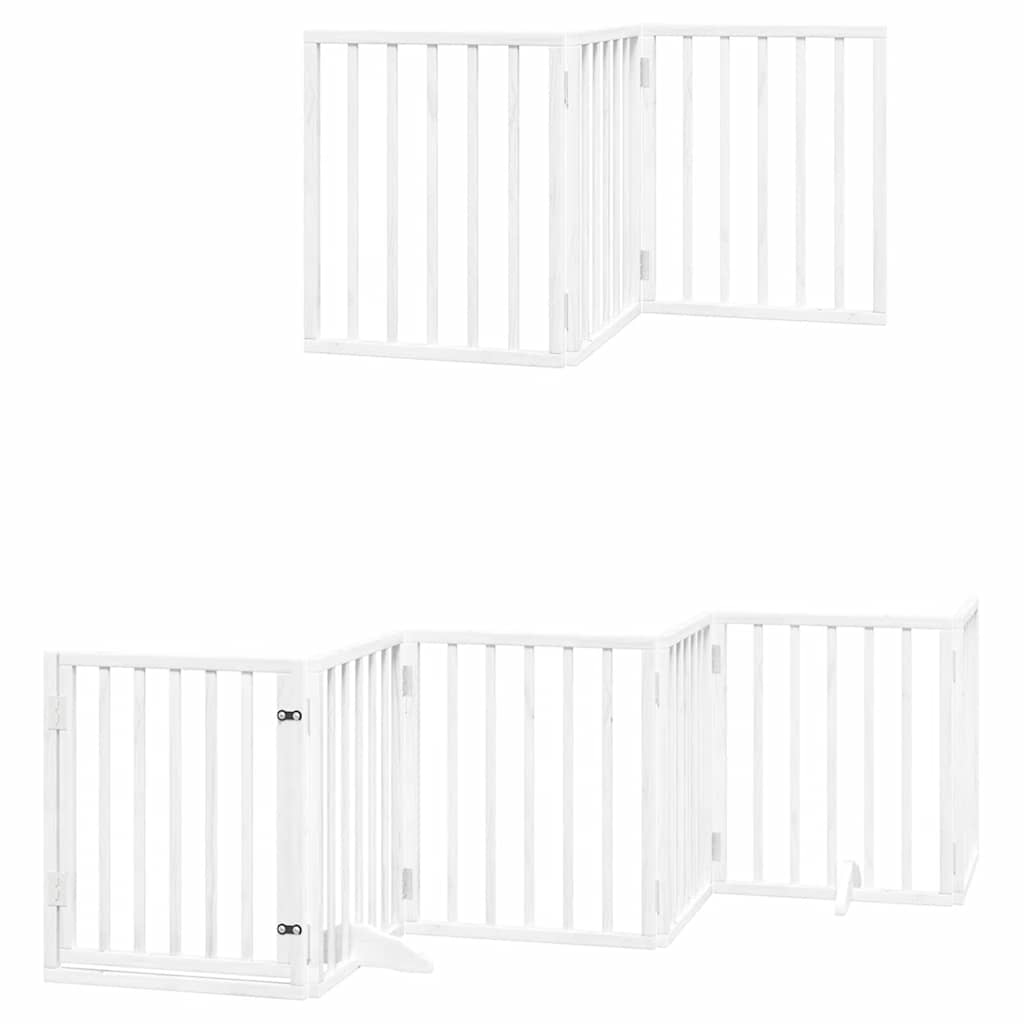 Portão p/ cães com porta dobrável 9 painéis 450 cm álamo branco