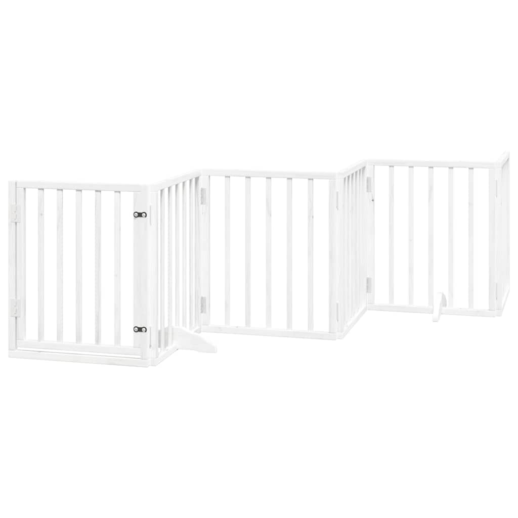 Portão p/ cães com porta dobrável 9 painéis 450 cm álamo branco