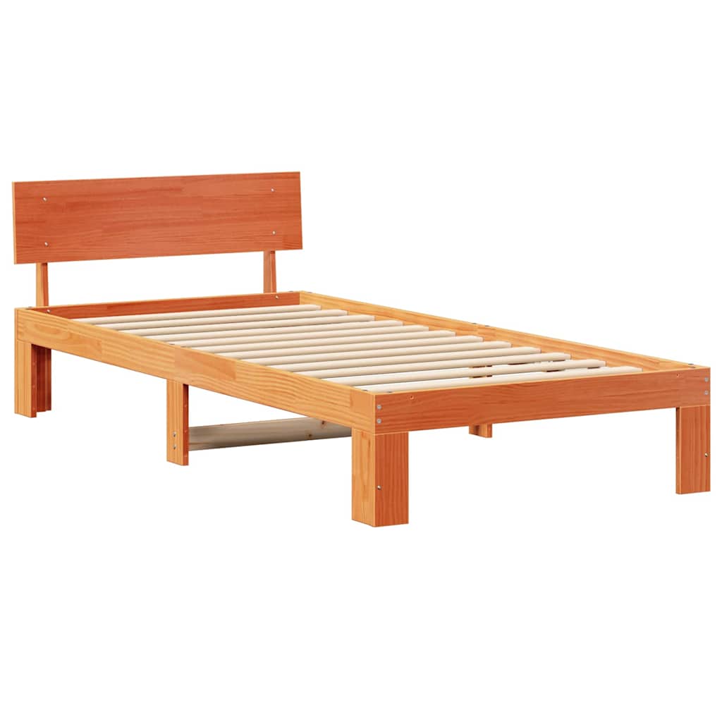 Estrutura da cama com cabeceira marrom cera 100 x 200 cm