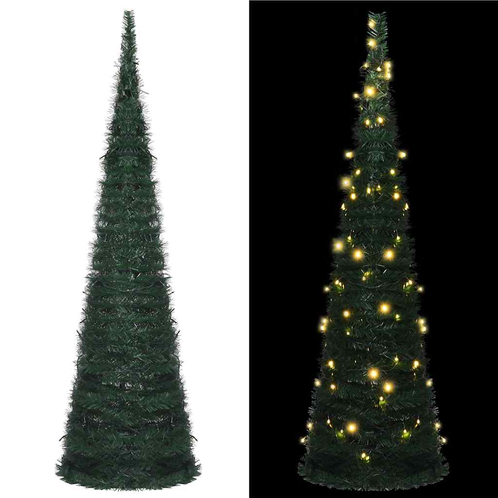 Árvore natal pop-up artificial pré-iluminada 210 cm verde