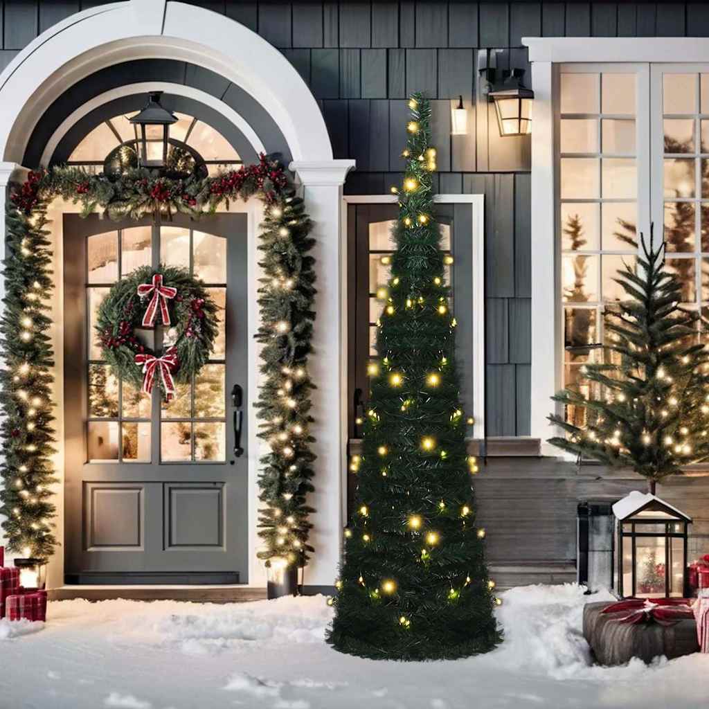 Árvore natal pop-up artificial pré-iluminada 210 cm verde