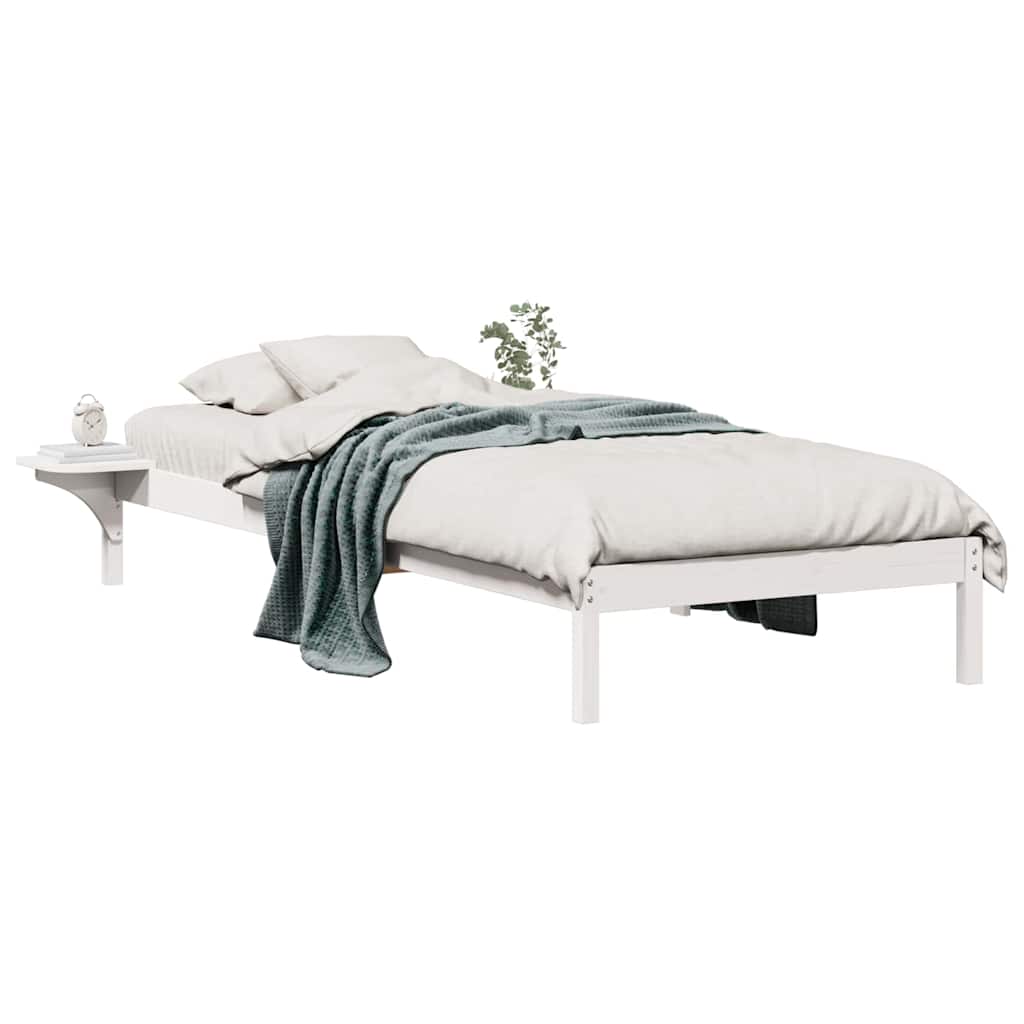 Cama com mesas laterais branco 100 x 210 cm