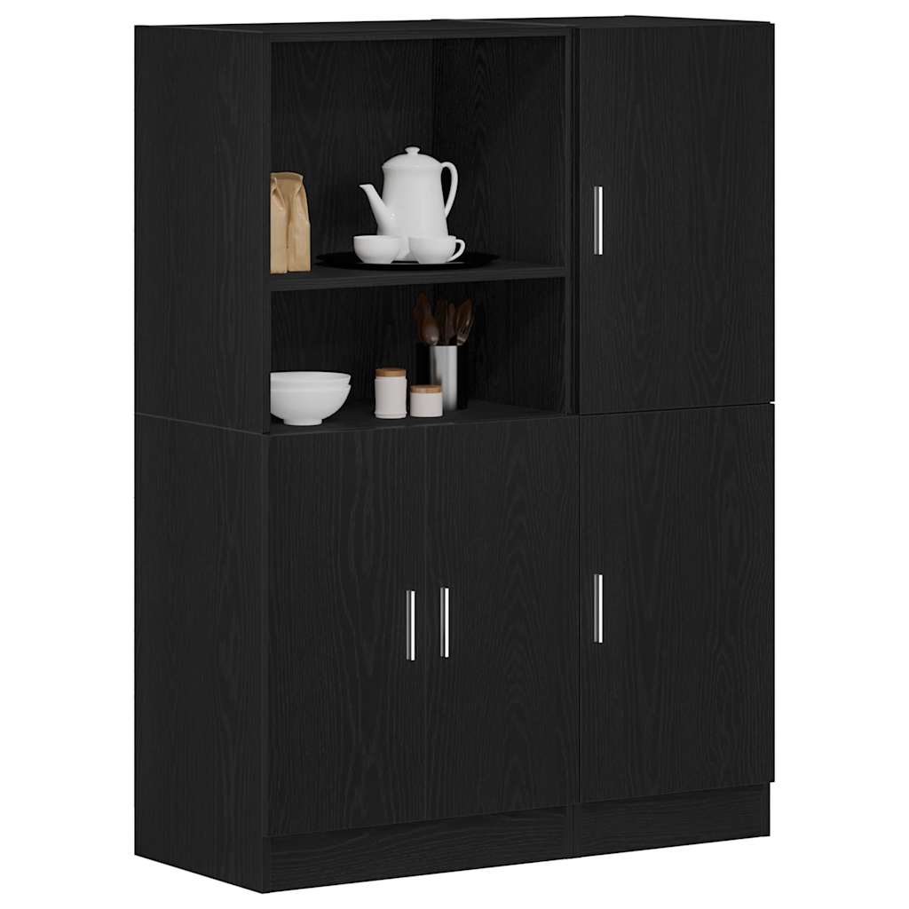 2 Pcs armário de cozinha conjunto derivados de madeira preto
