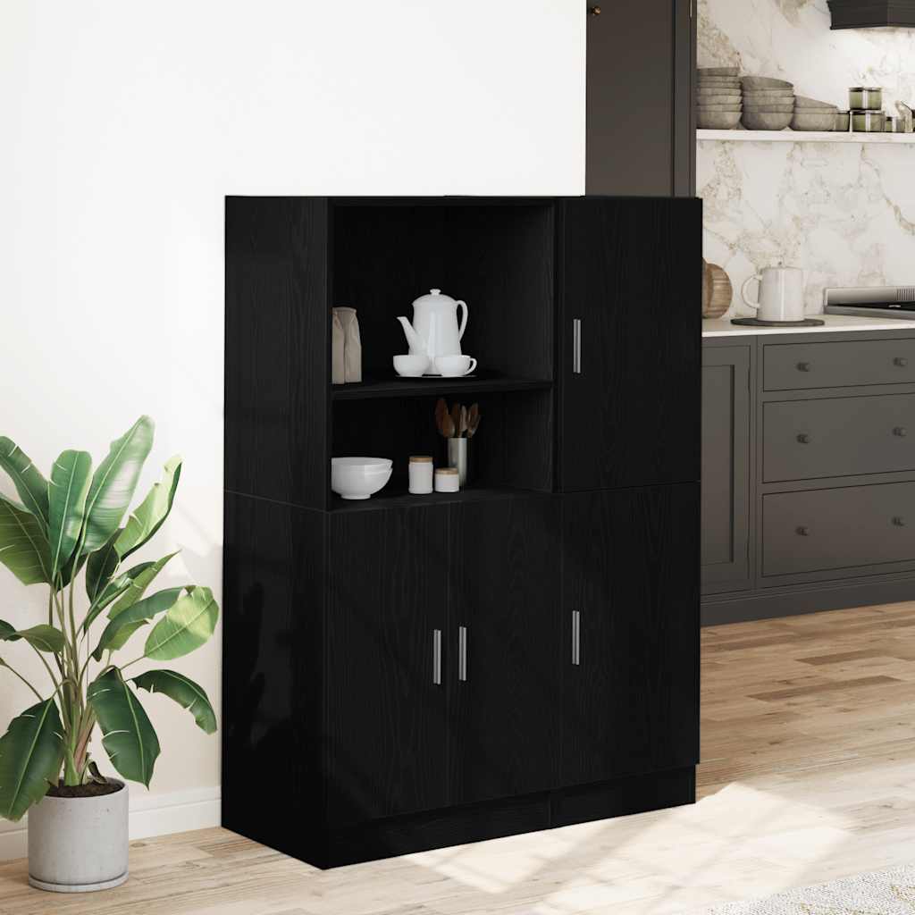 2 Pcs armário de cozinha conjunto derivados de madeira preto
