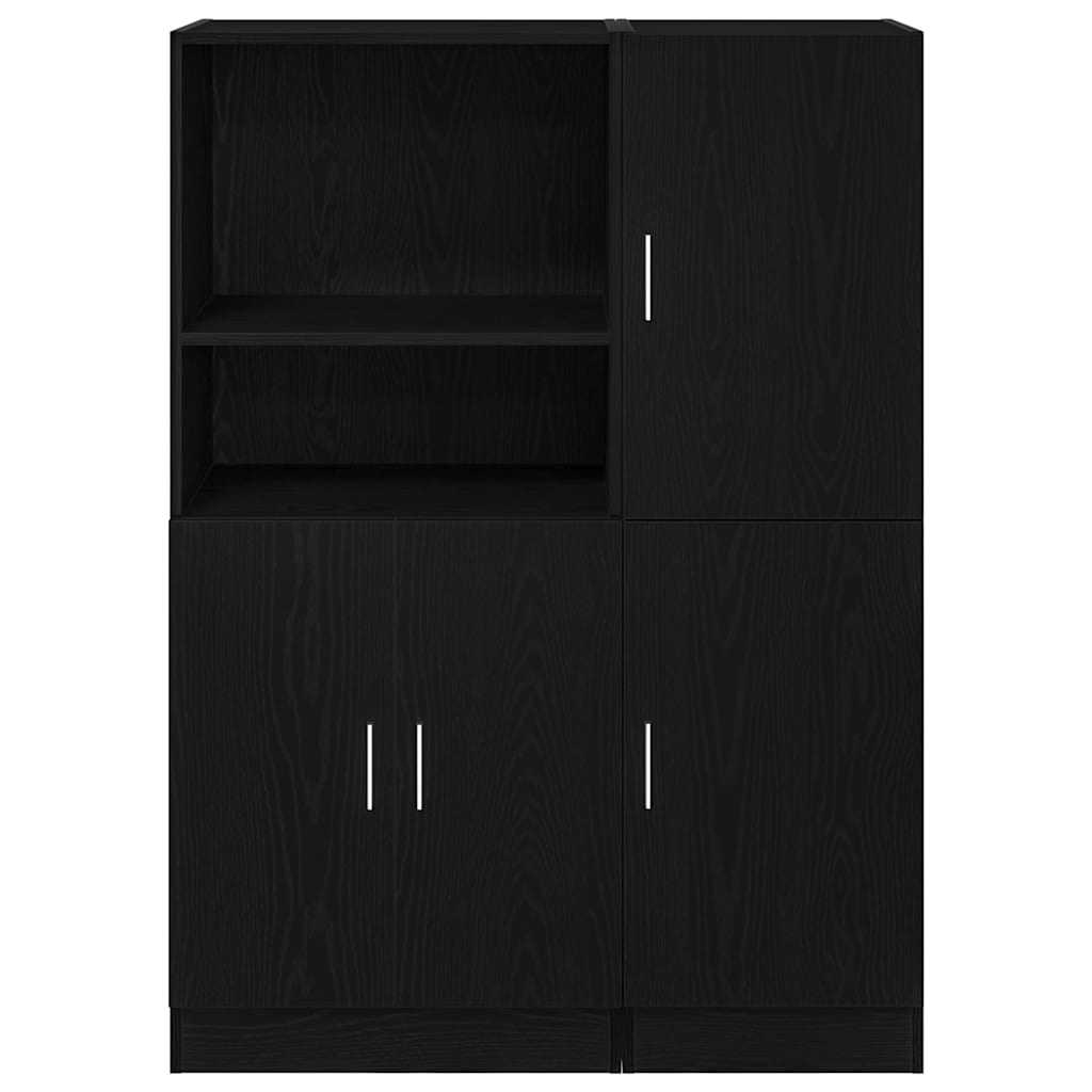 2 Pcs armário de cozinha conjunto derivados de madeira preto