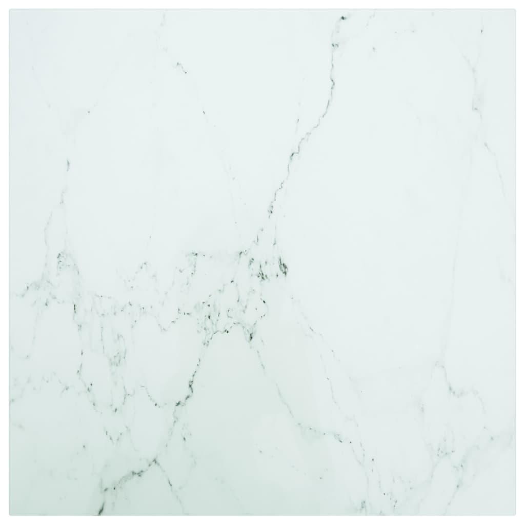 Tampo mesa 60x60 cm 6 mm vidro temperado design mármore branco