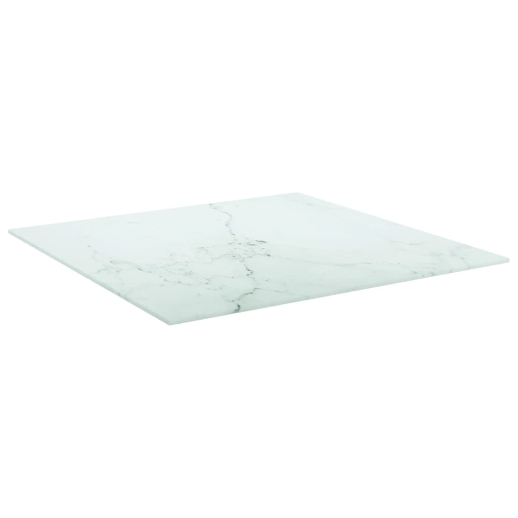 Tampo mesa 60x60 cm 6 mm vidro temperado design mármore branco