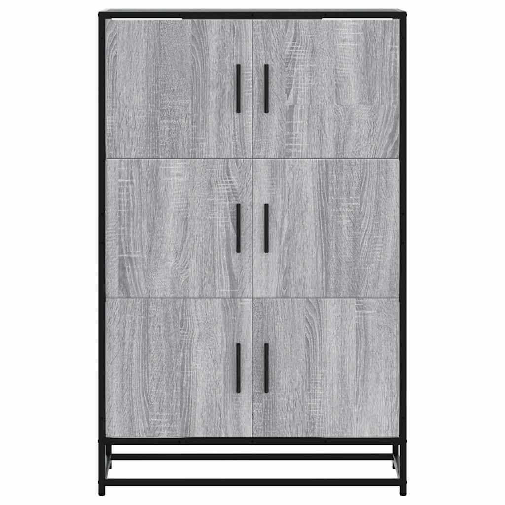 Armário alto 68x35x106,5 cm madeira e metal cinza sonoma