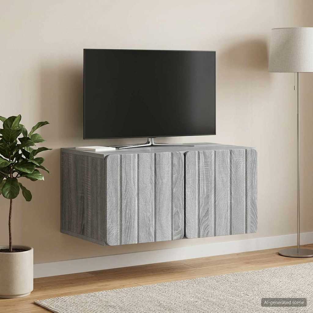 Gabinete de TV de parede 59,5 x 41 x 30 cm sonoma cinzento