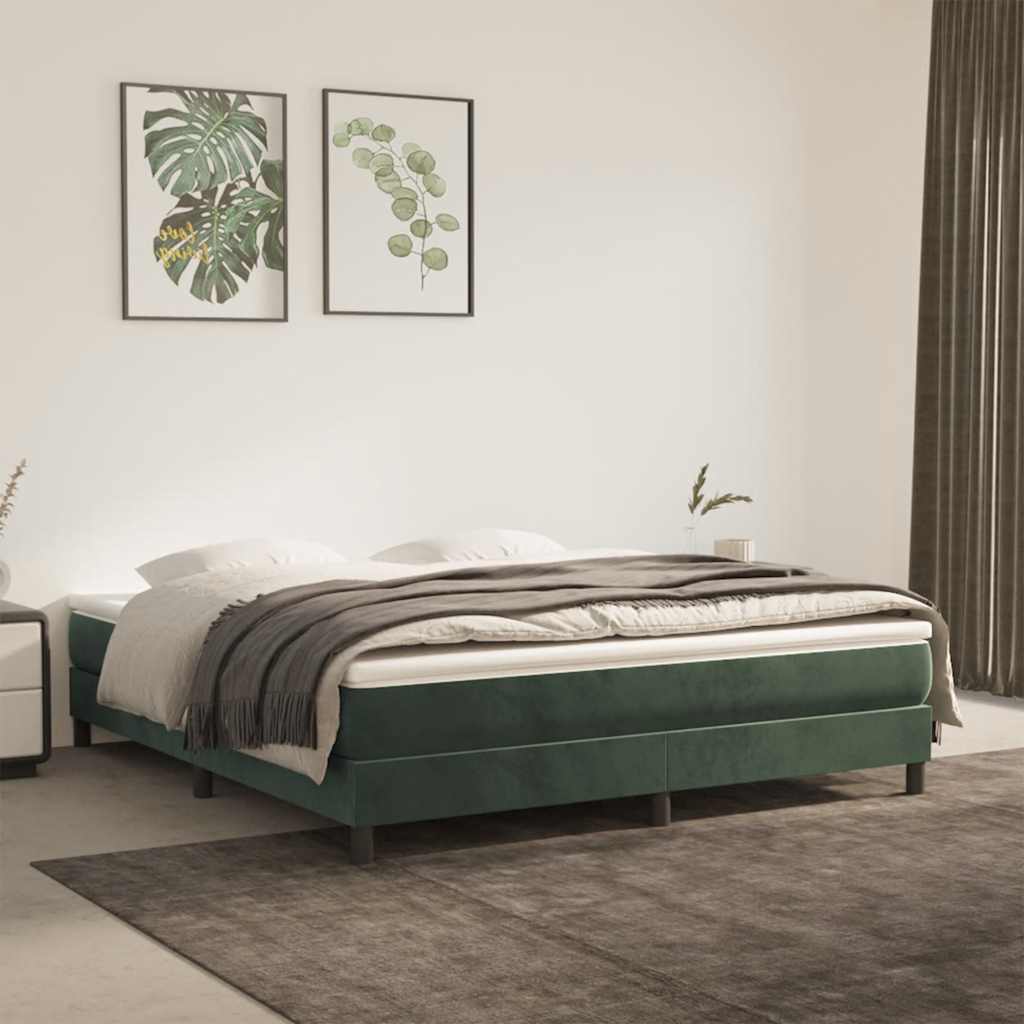 Colchão de molas ensacadas firmeza média 160x210x20 cm veludo verde-escuro