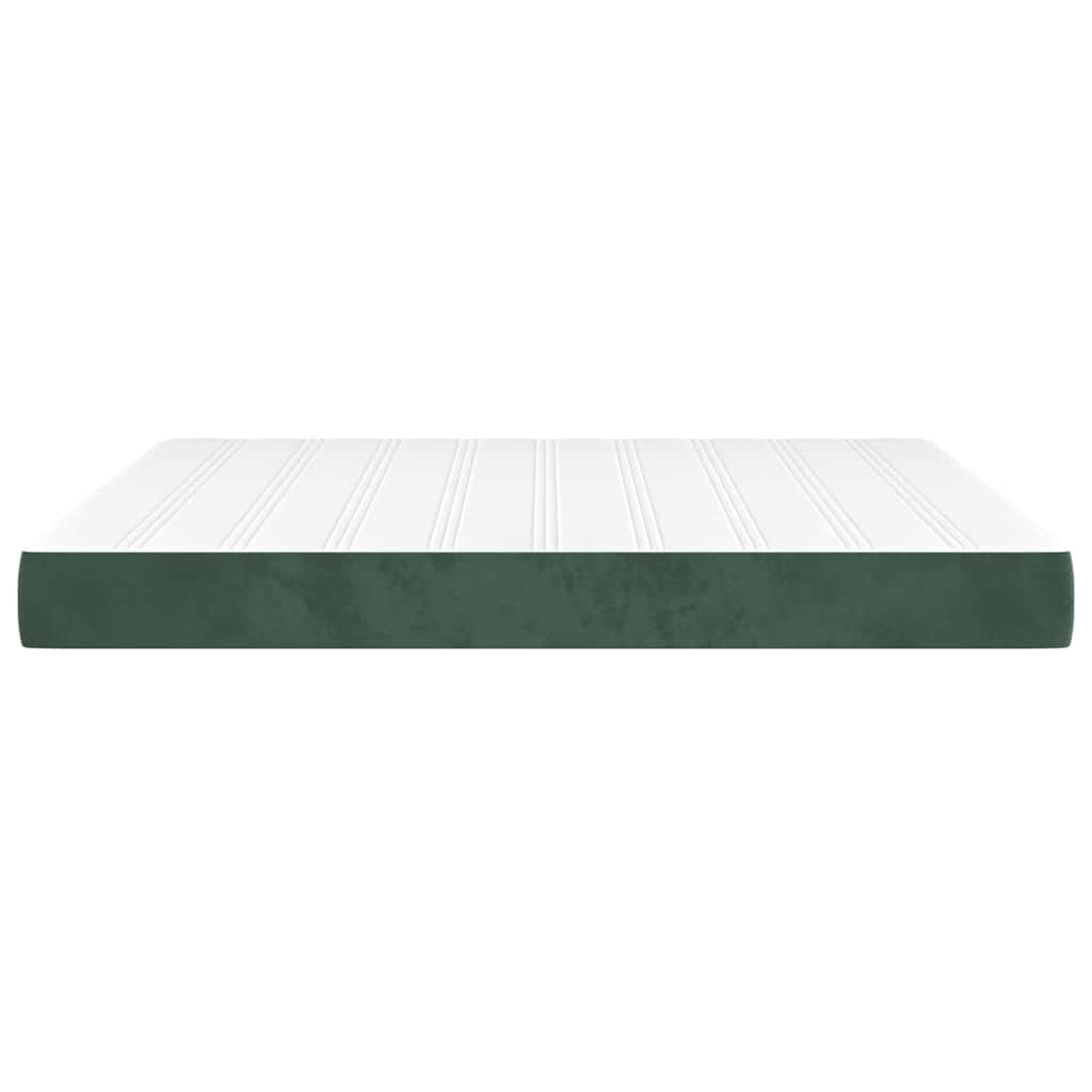 Colchão de molas ensacadas firmeza média 160x210x20 cm veludo verde-escuro